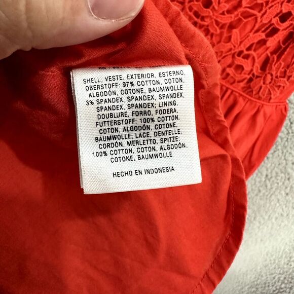 Moulinette Soeurs fit flare dress 6P red floral crochet pockets boho tomato girl - Picture 8 of 9